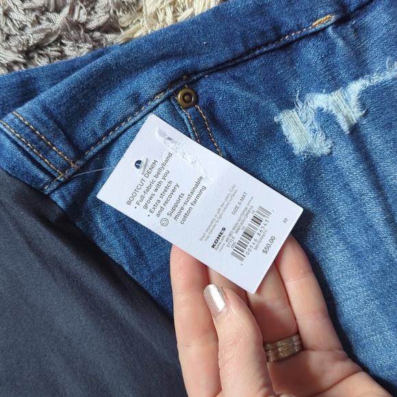 NWT Sonoma Full-Coverage Belly Band Bootcut Denim Dark Jeans Size 6-Maternity - Picture 4 of 9